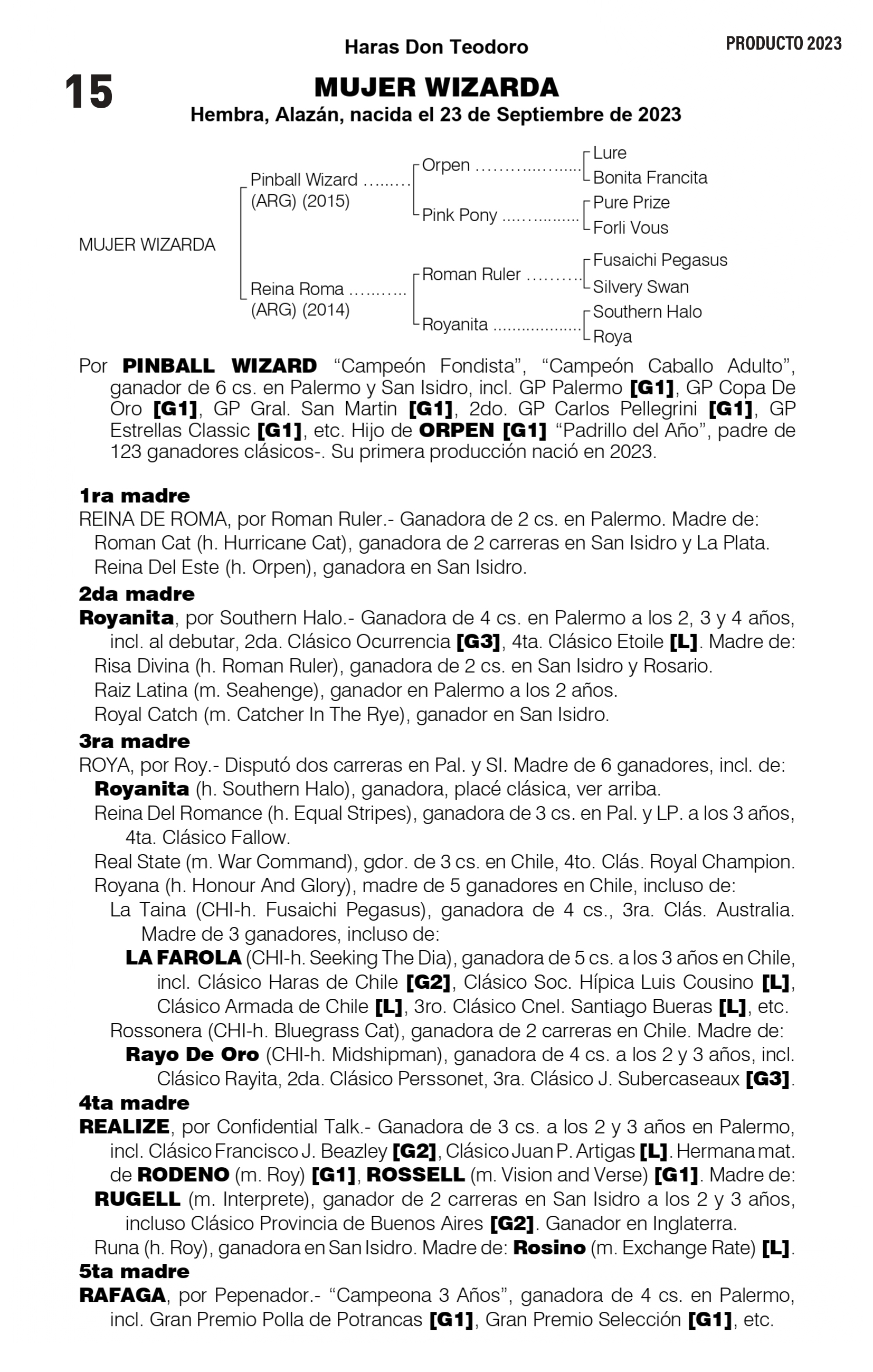 Pedigree MUJER WIZARDA