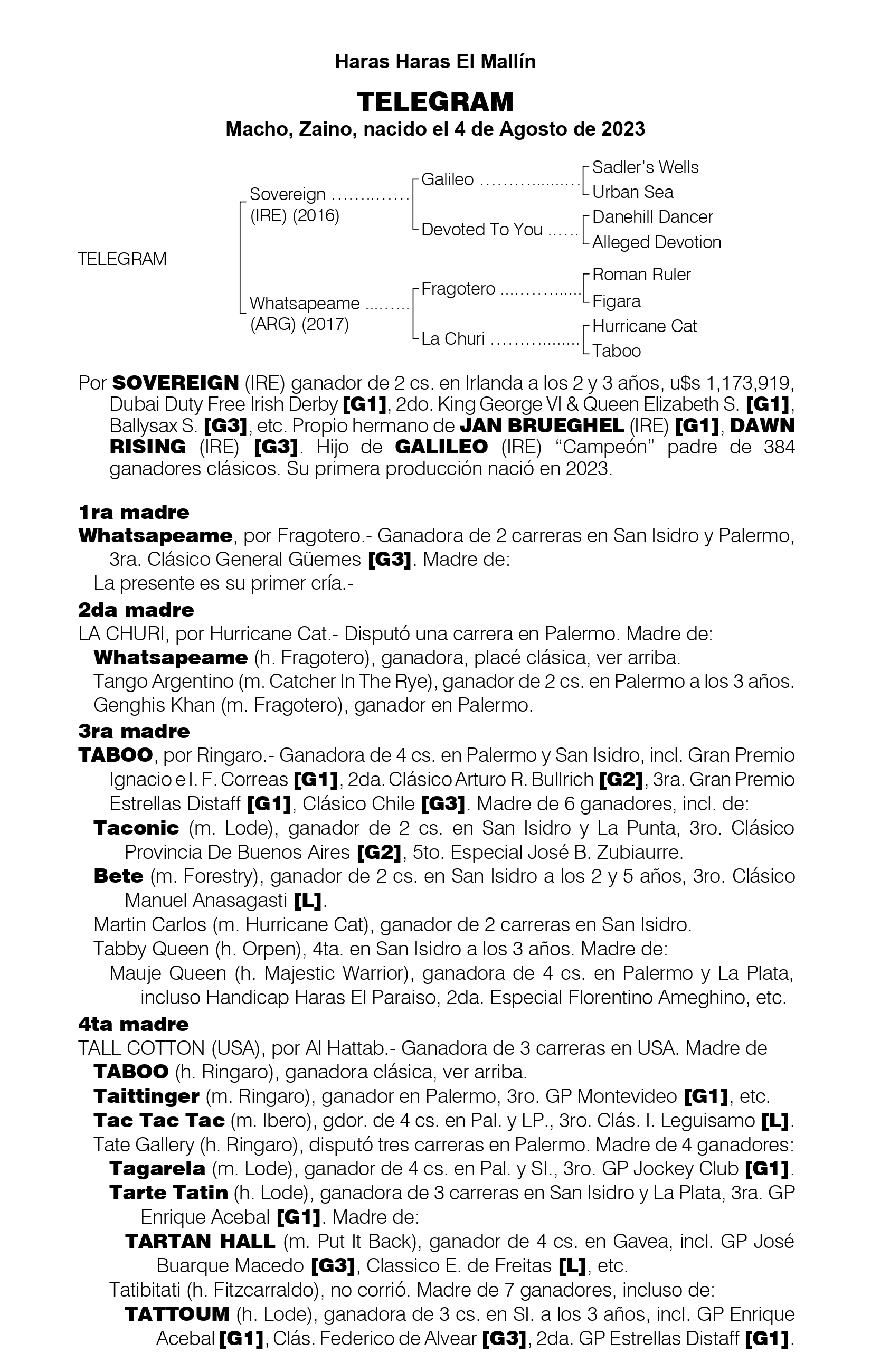 Pedigree TELEGRAM