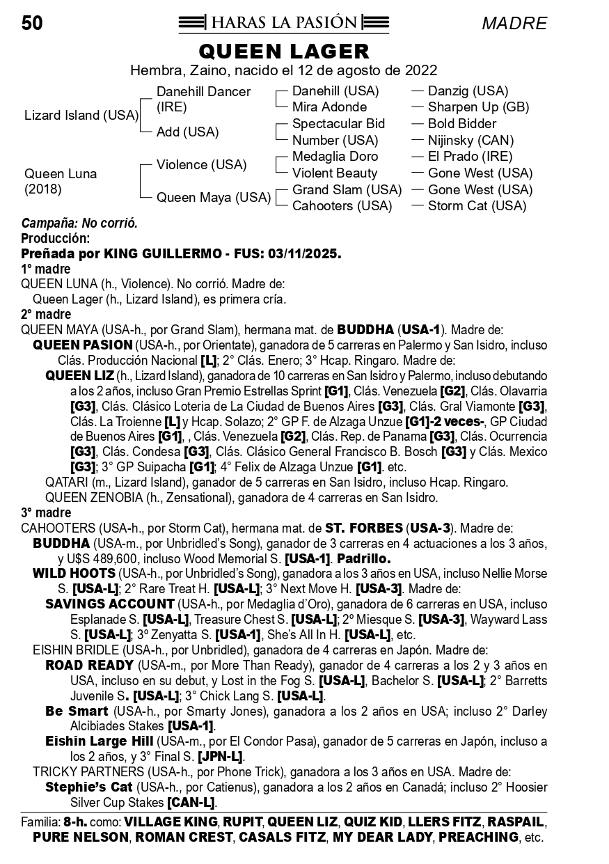 Pedigree QUEEN LAGER