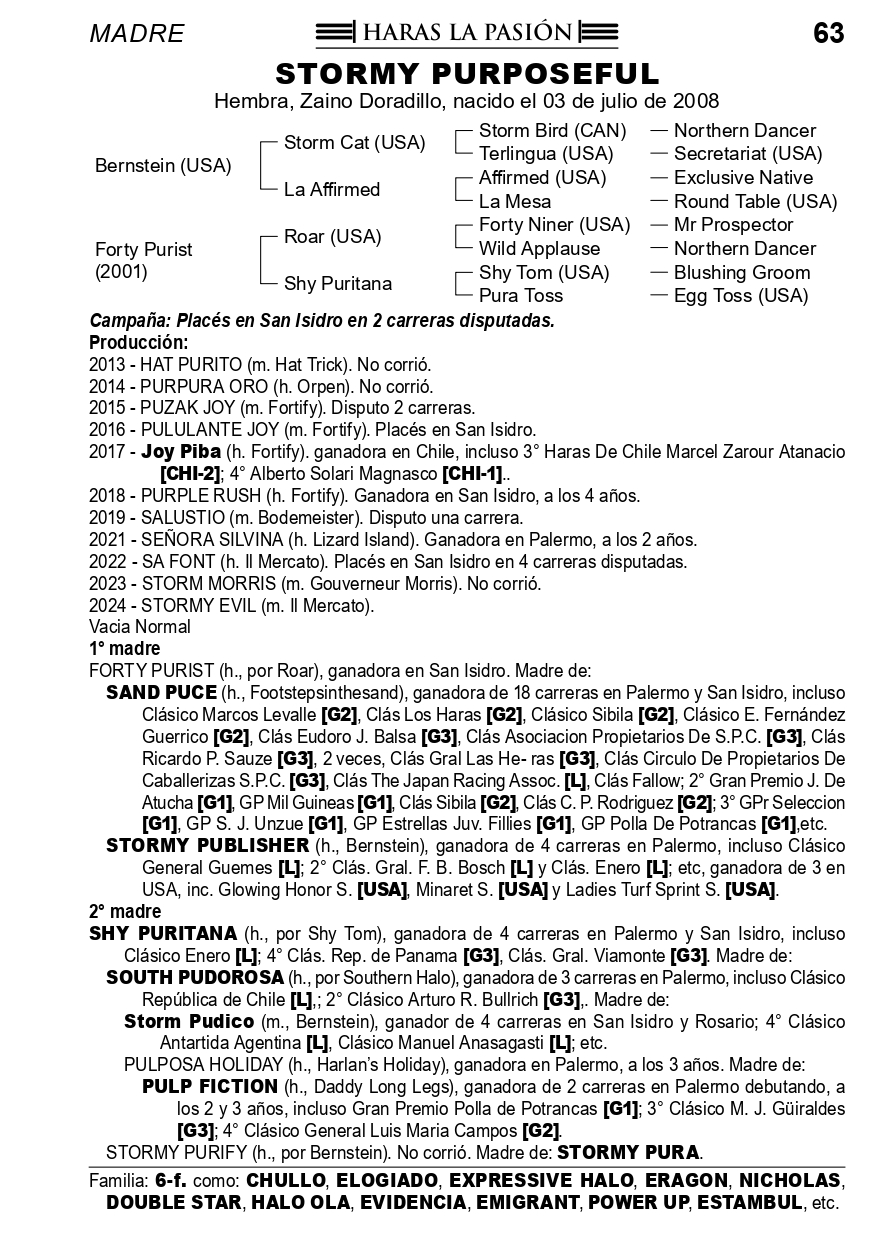 Pedigree STORMY PURPOSEFUL