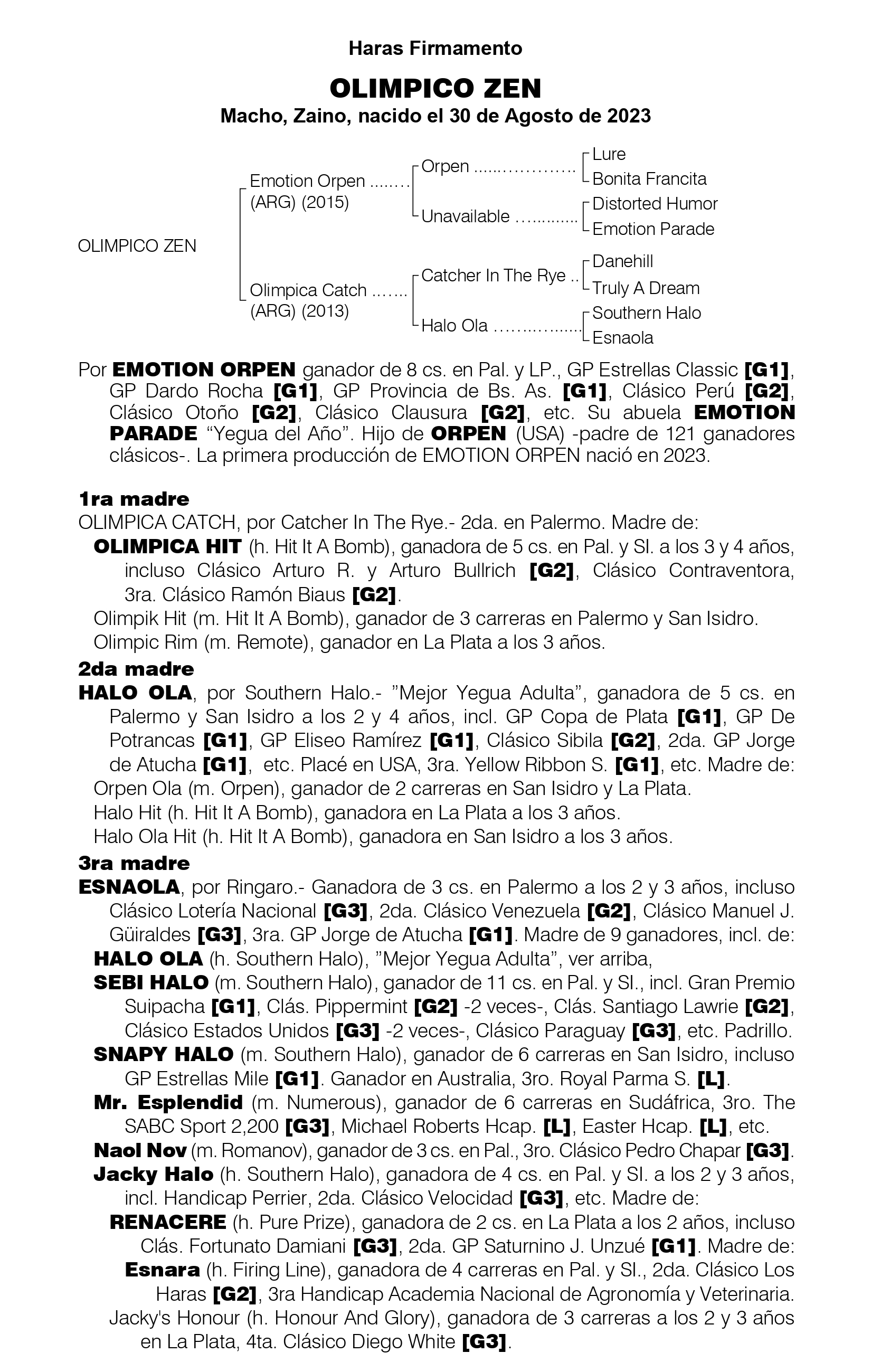 Pedigree OLIMPICO PEN