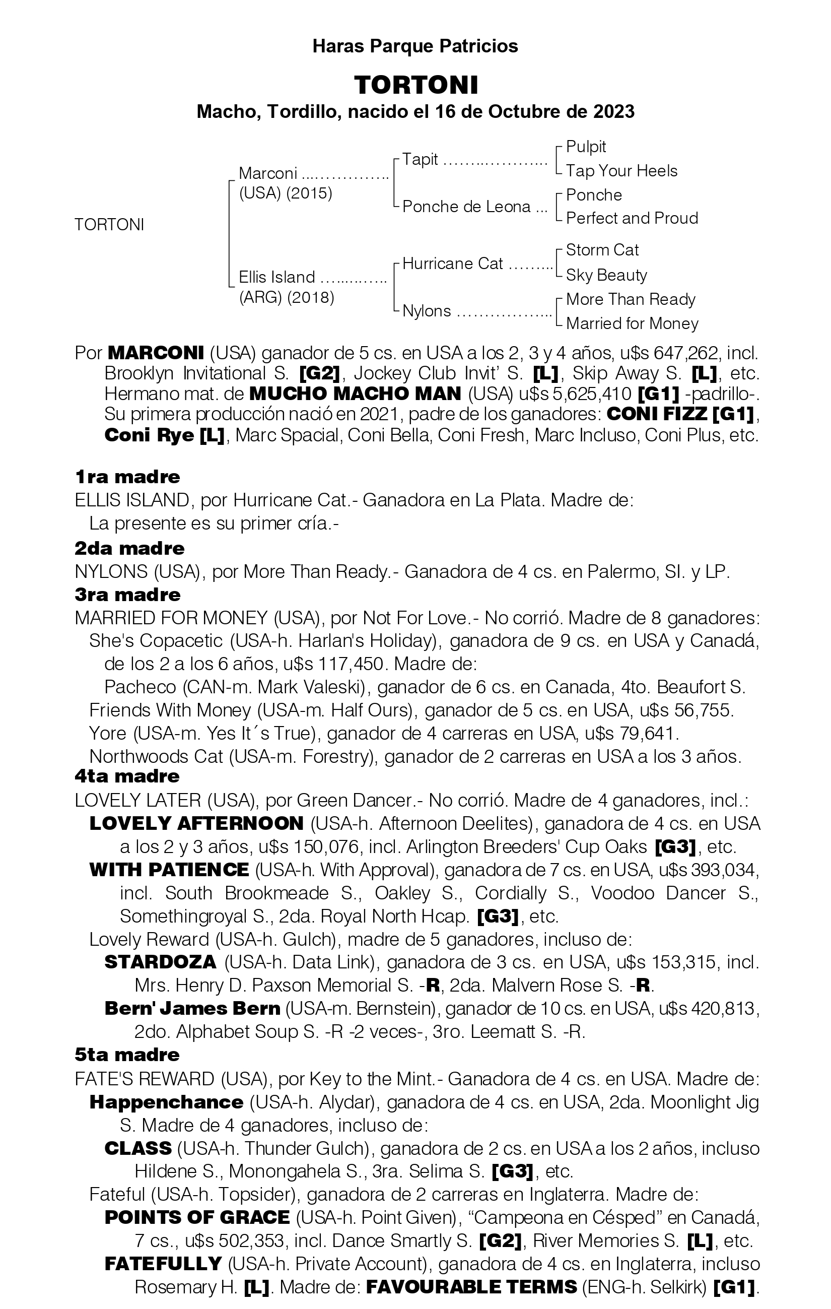 Pedigree TORTONI