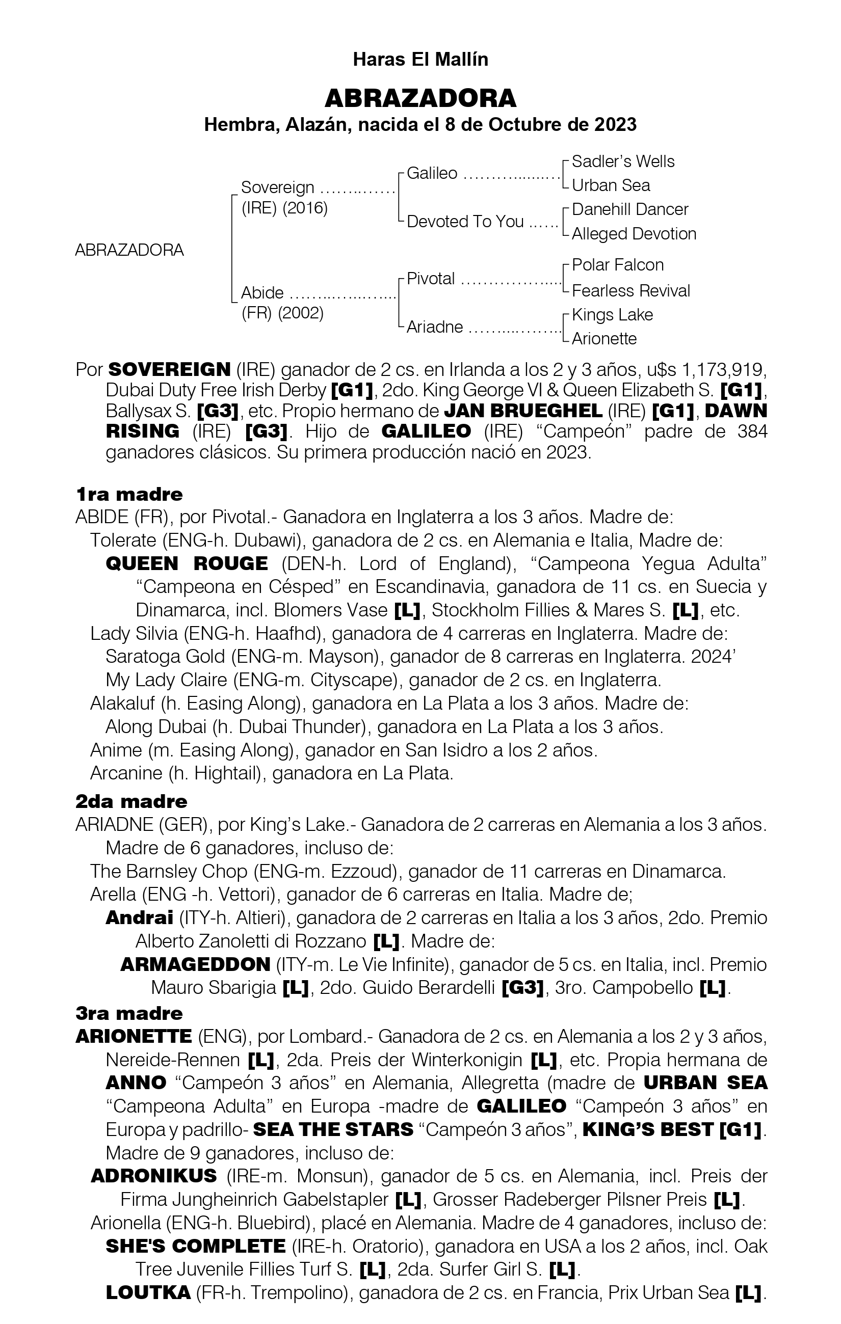 Pedigree ABRAZADORA