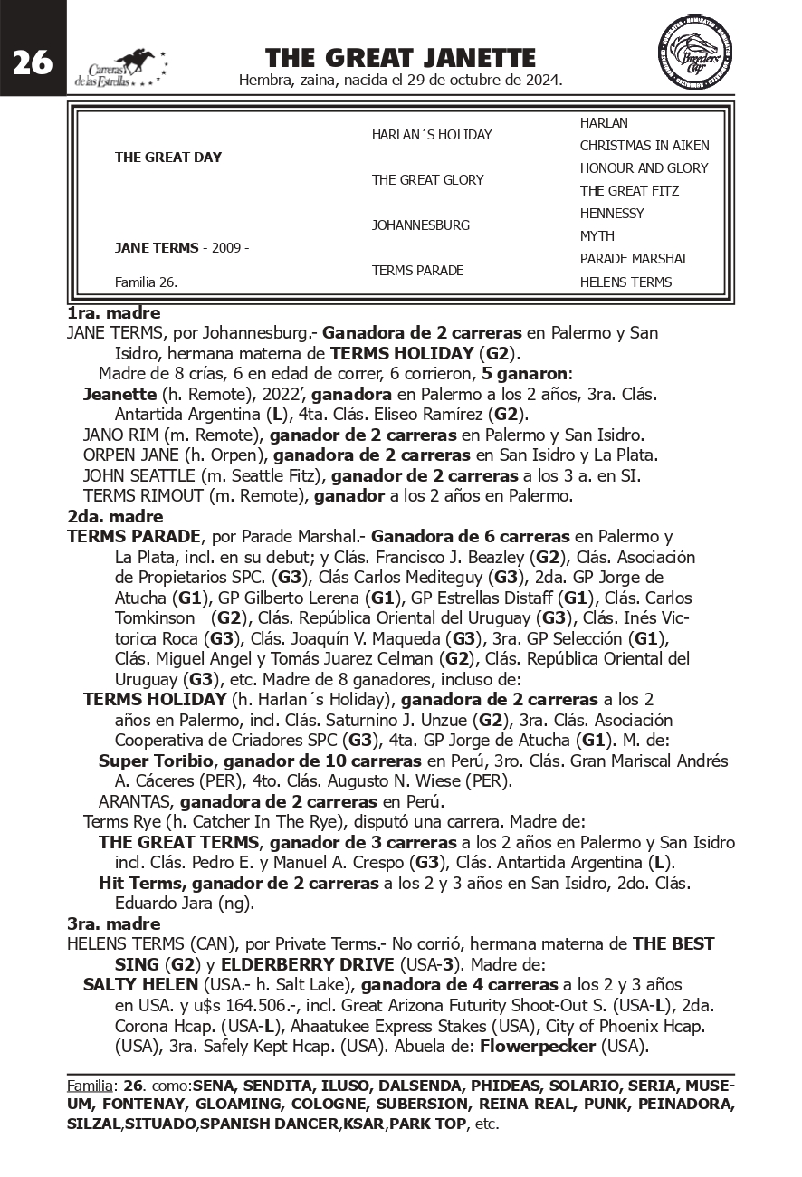 Pedigree THE GREAT JANETTE
