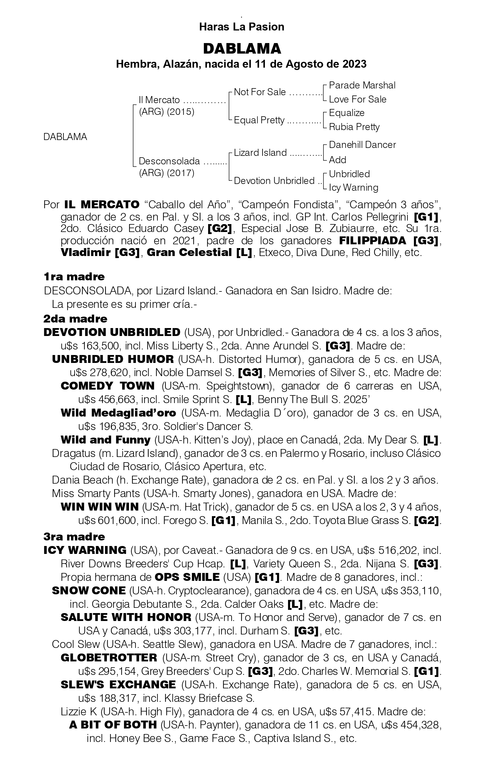 Pedigree DABLAMA