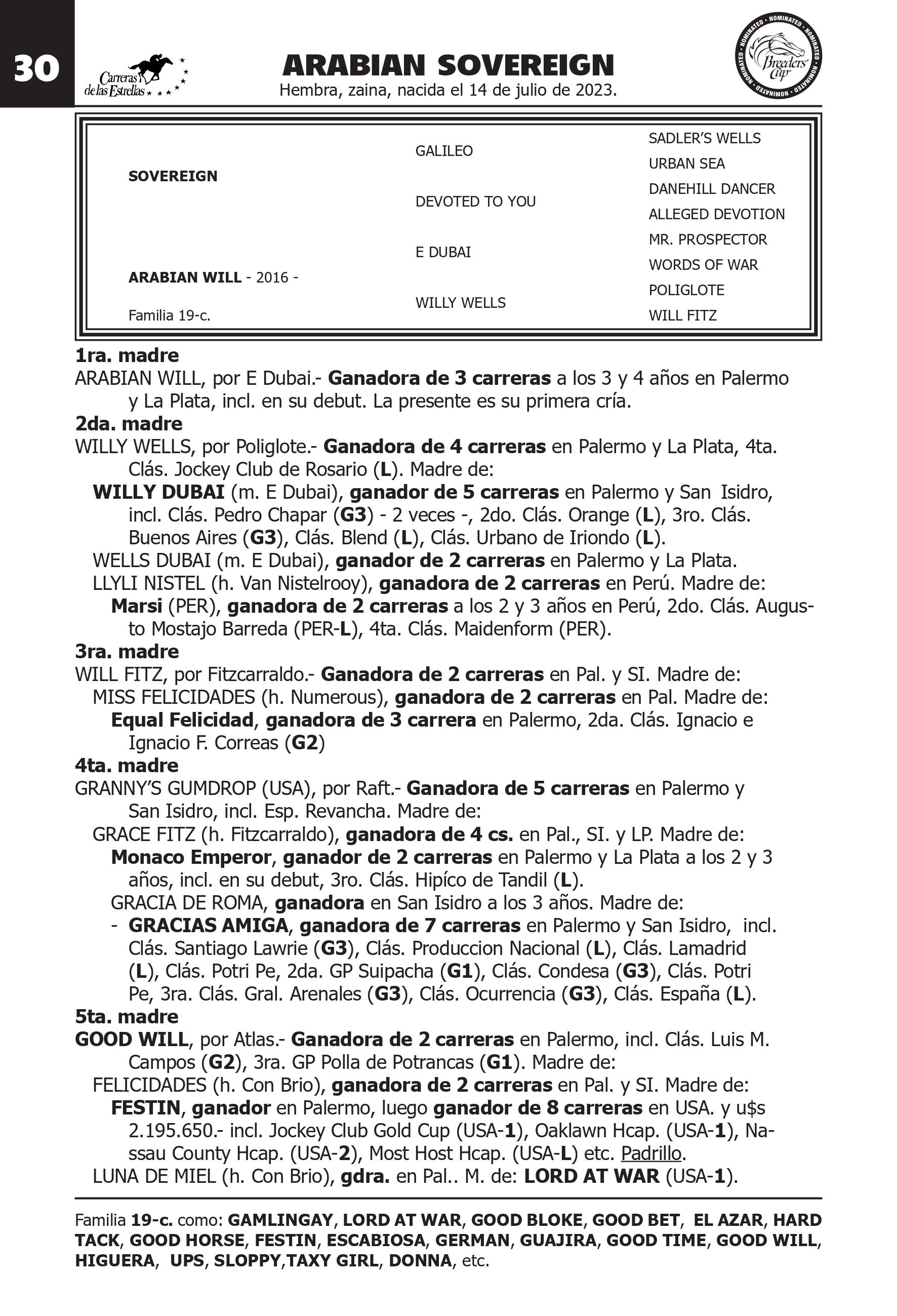 Pedigree ARABIAN SOVEREIGN