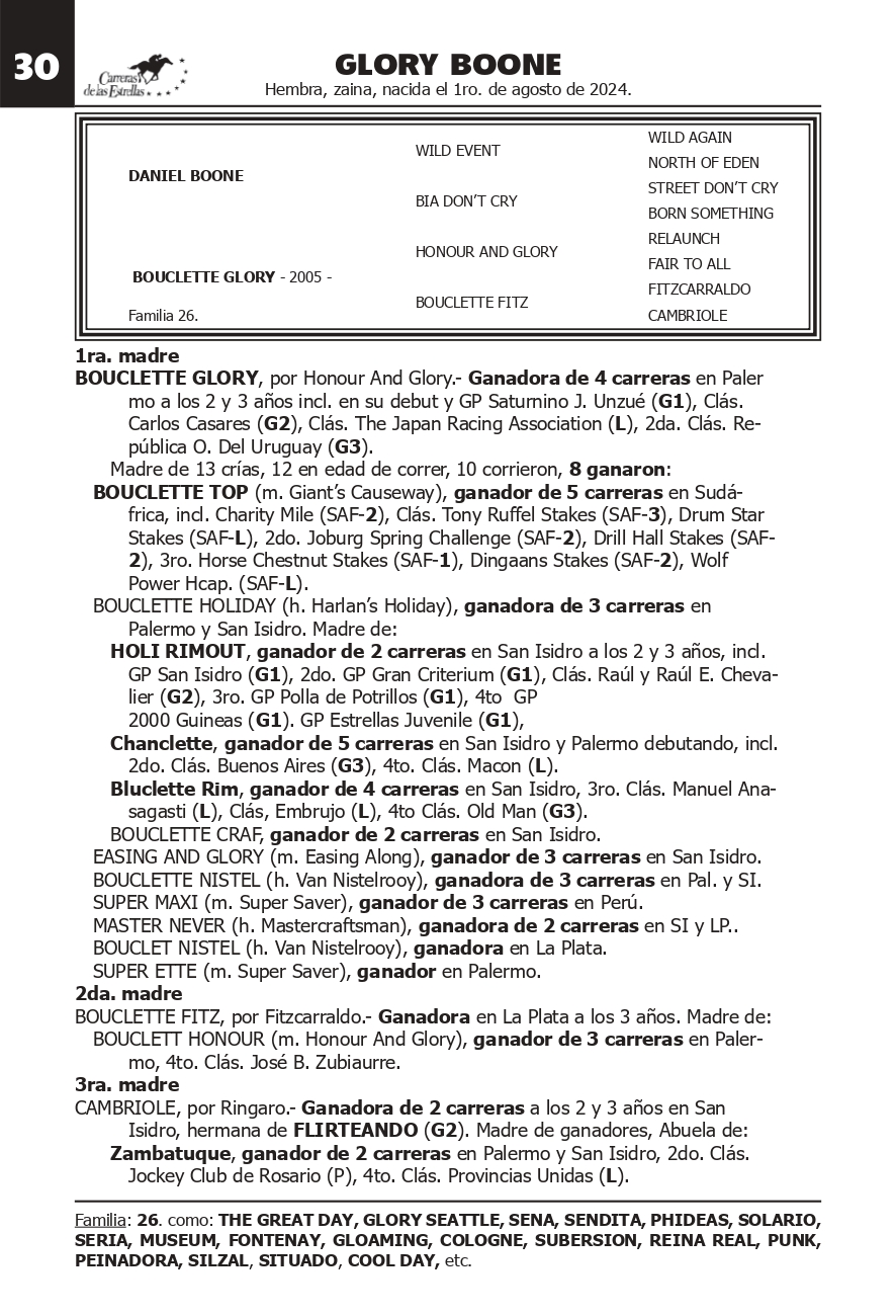 Pedigree GLORY BOONE