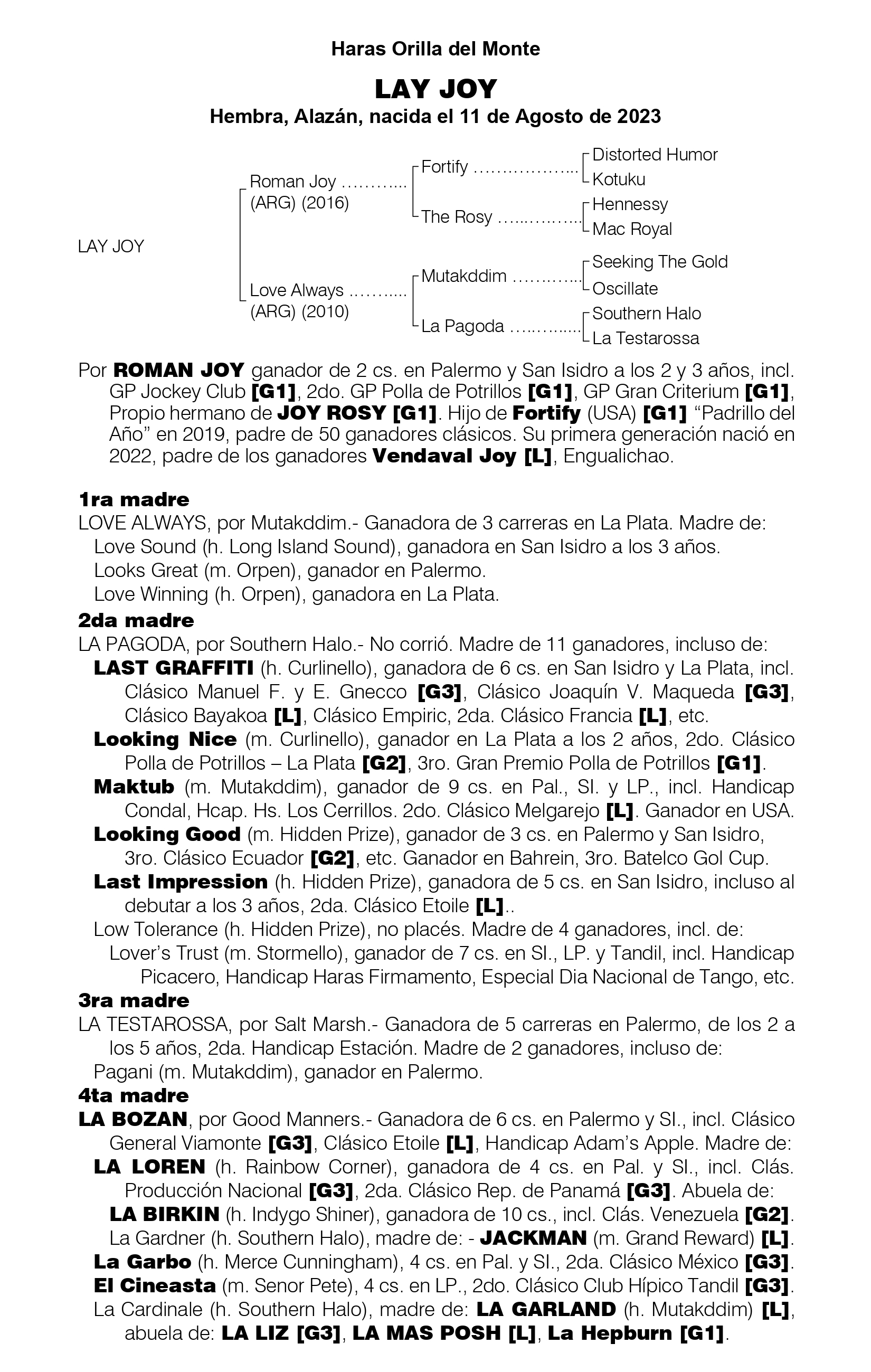 Pedigree LAY JOY