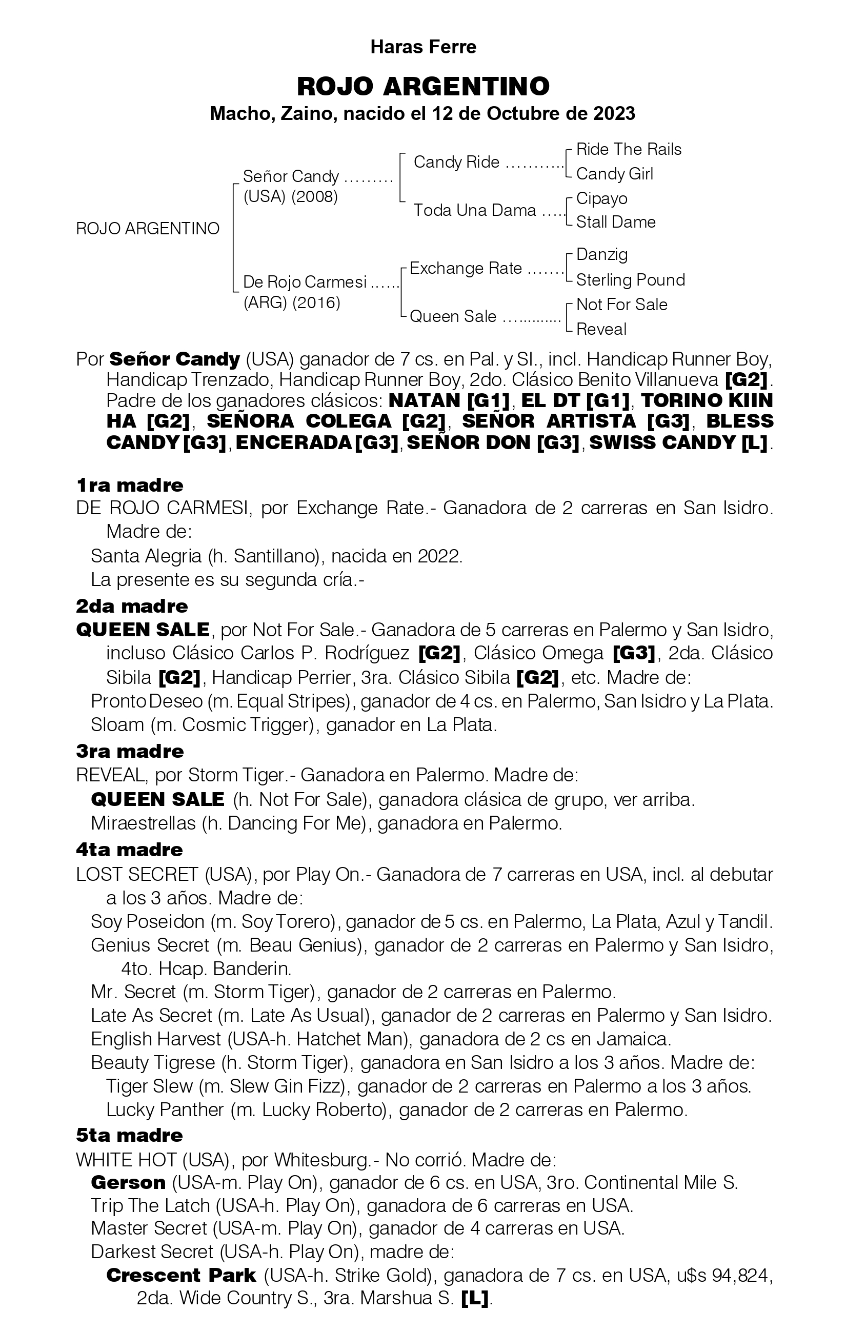 Pedigree ROJO ARGENTINO