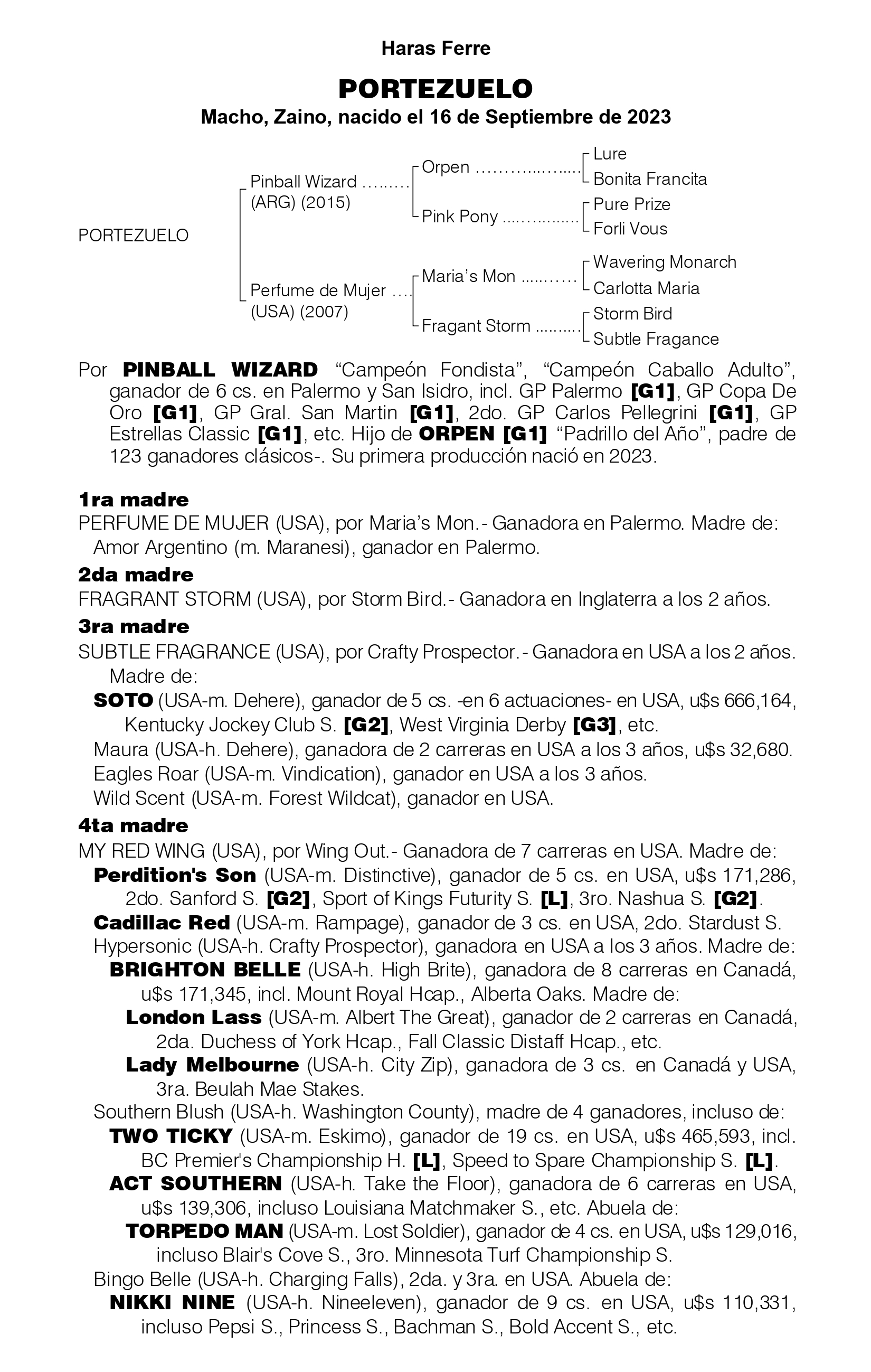 Pedigree PORTEZUELO