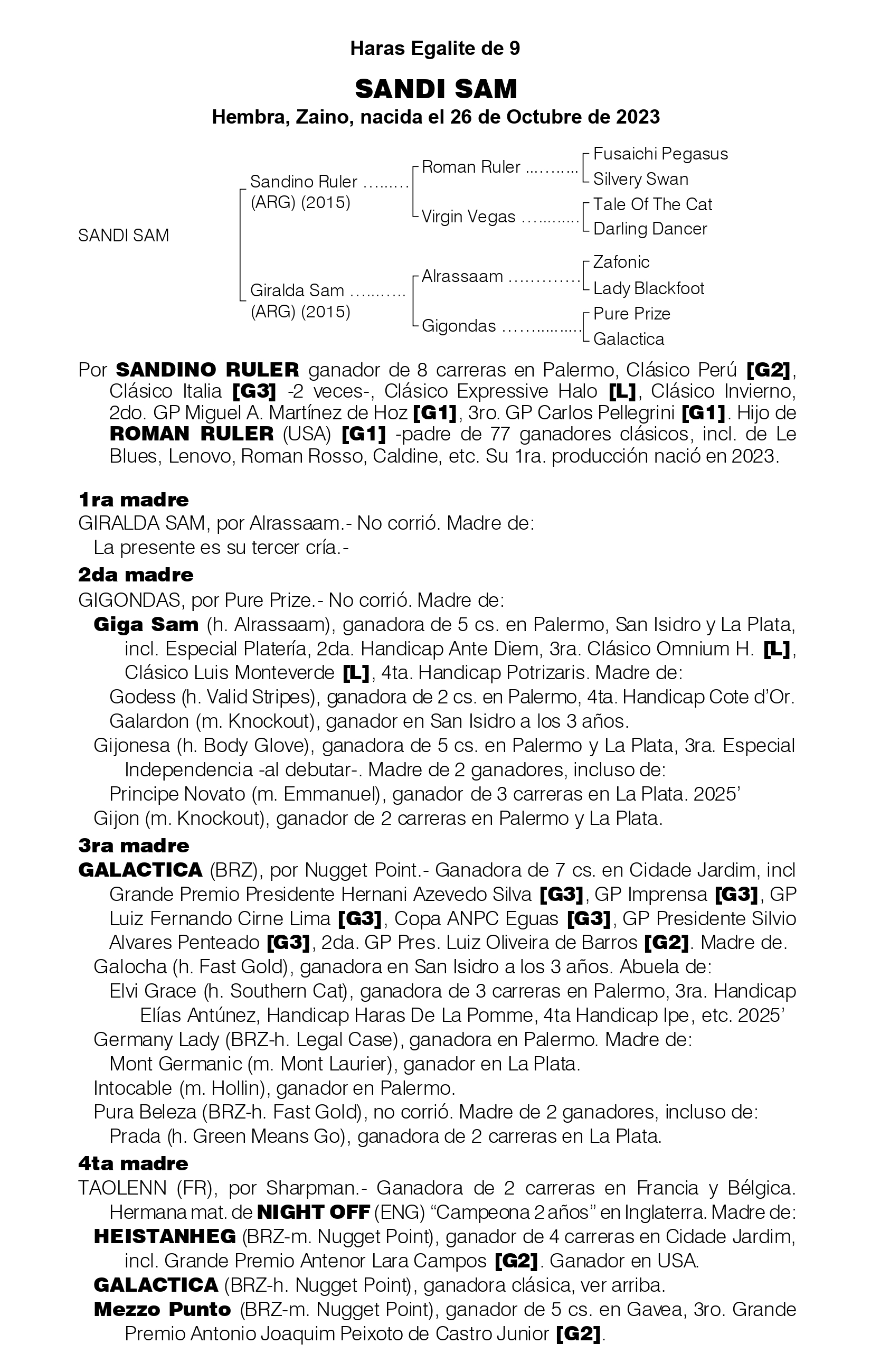 Pedigree SANDI SAM