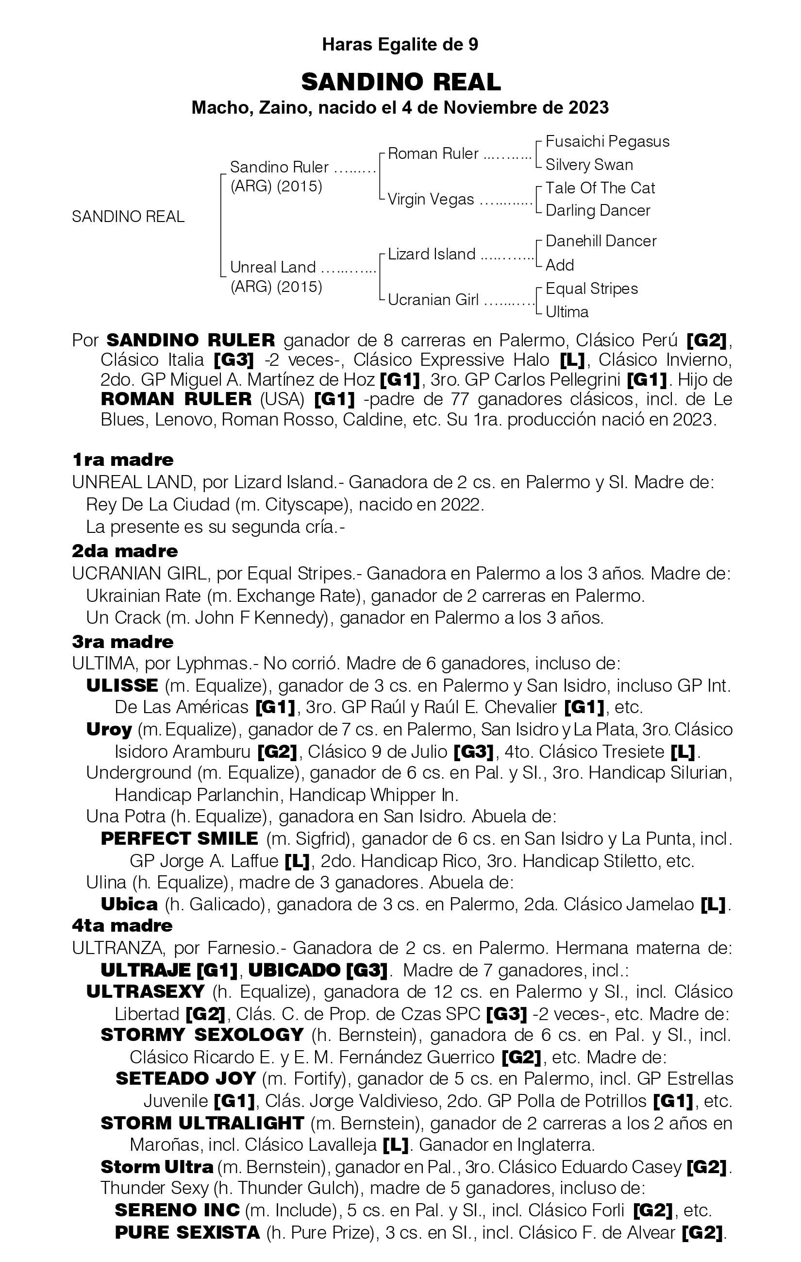 Pedigree SANDINO REAL