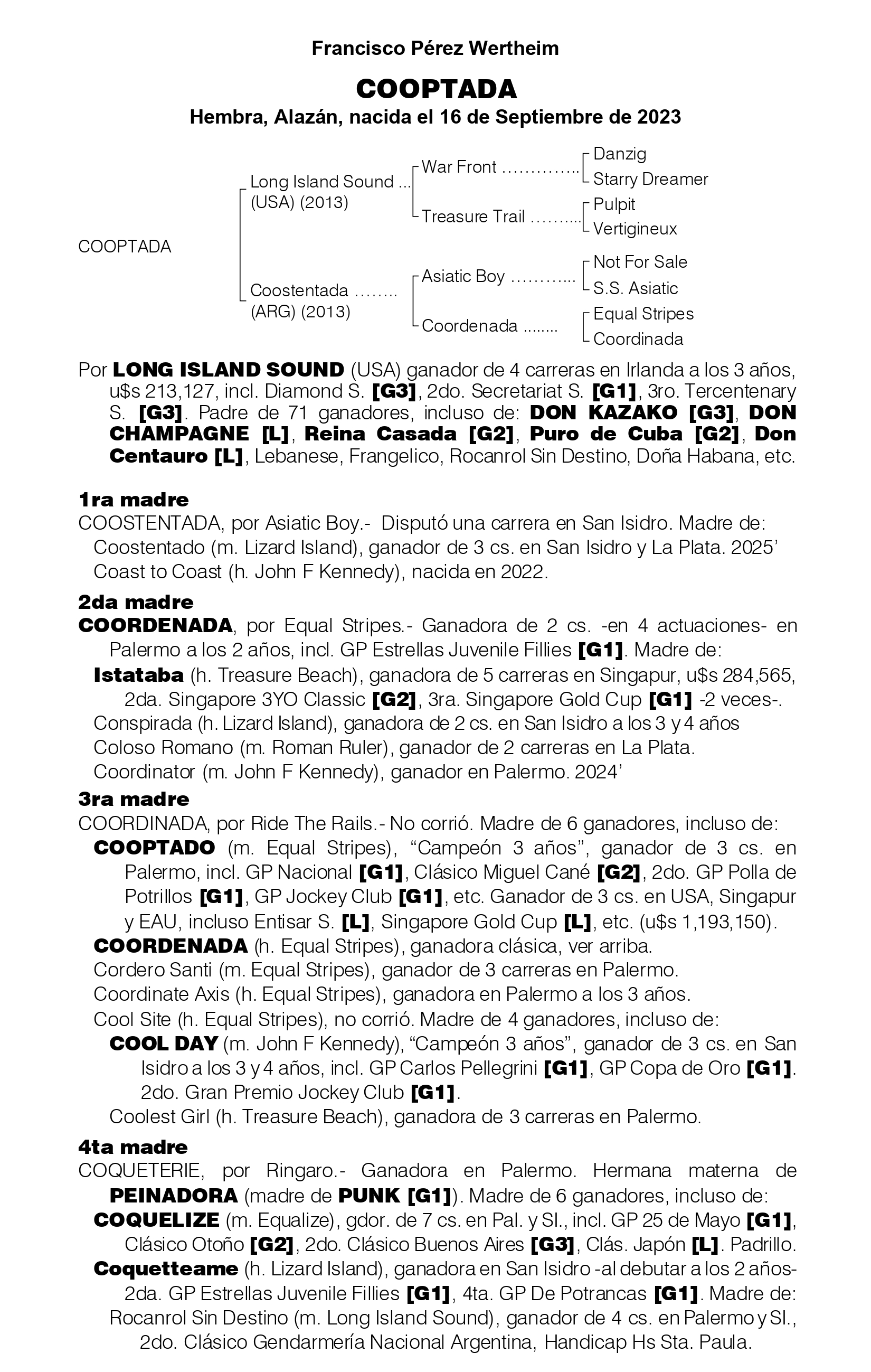 Pedigree COOPTADA