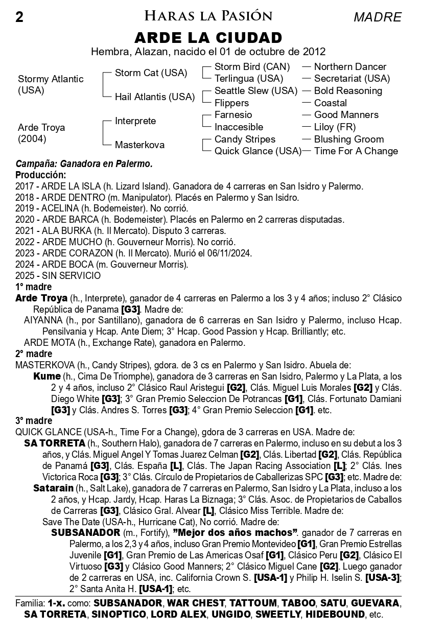 Pedigree ARDE LA CIUDAD