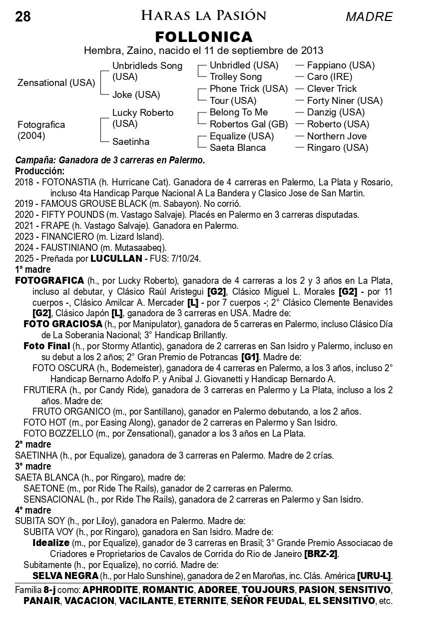 Pedigree FOLLONICA