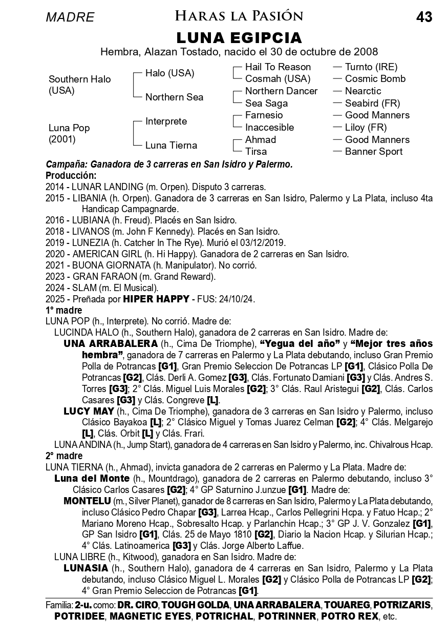 Pedigree LUNA EGIPCIA