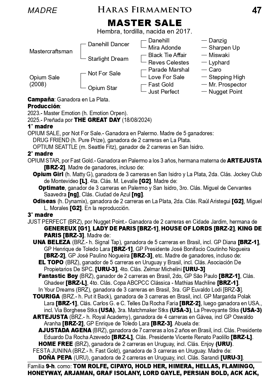 Pedigree MASTER SALE
