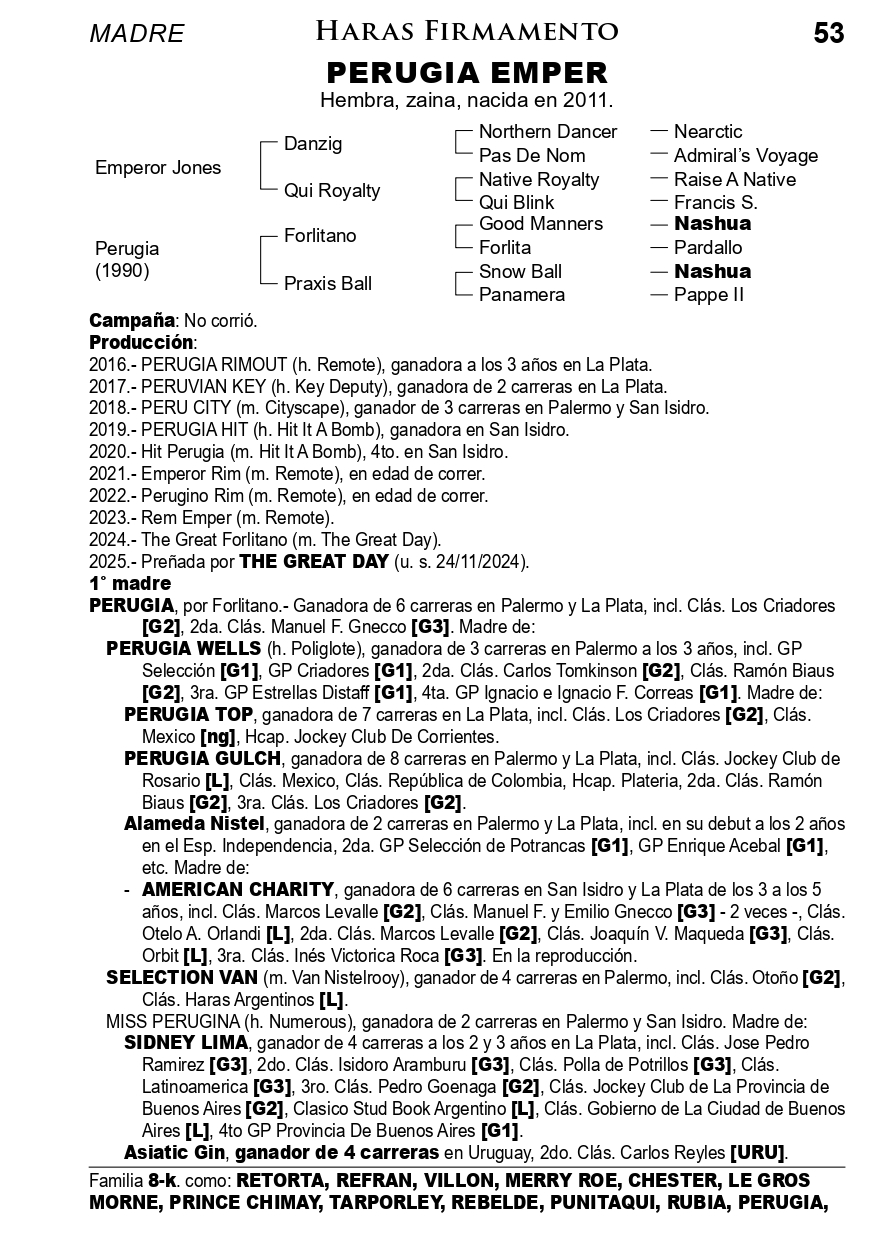 Pedigree PERUGIA EMPER
