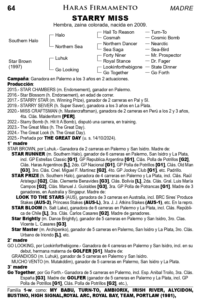 Pedigree STARRY MISS