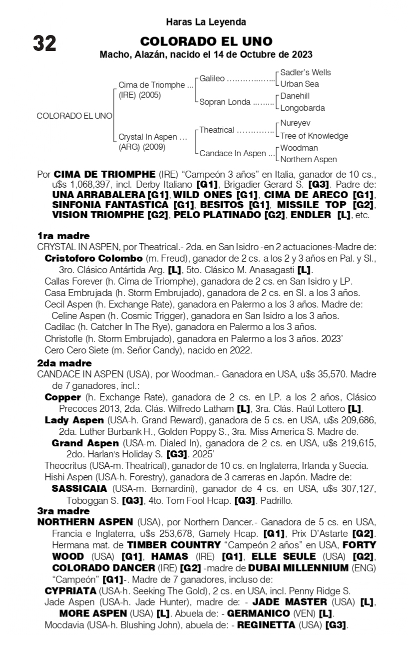 Pedigree COLORADO EL UNO