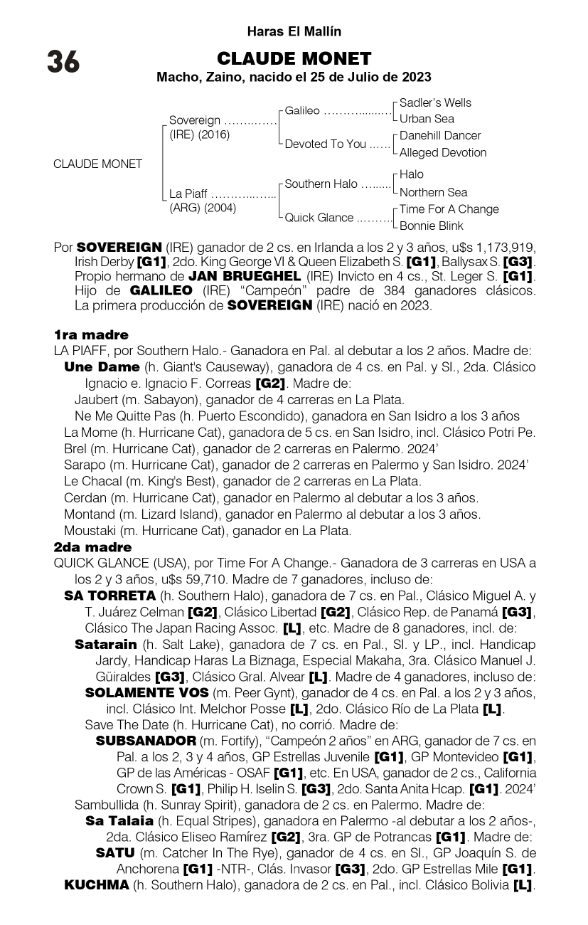 Pedigree CLAUDE MONET