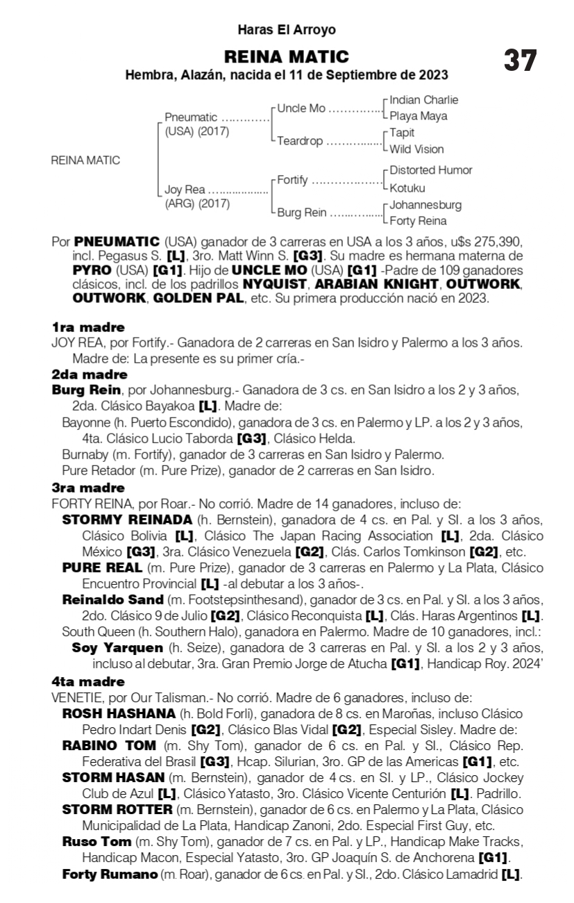 Pedigree REINA MATIC