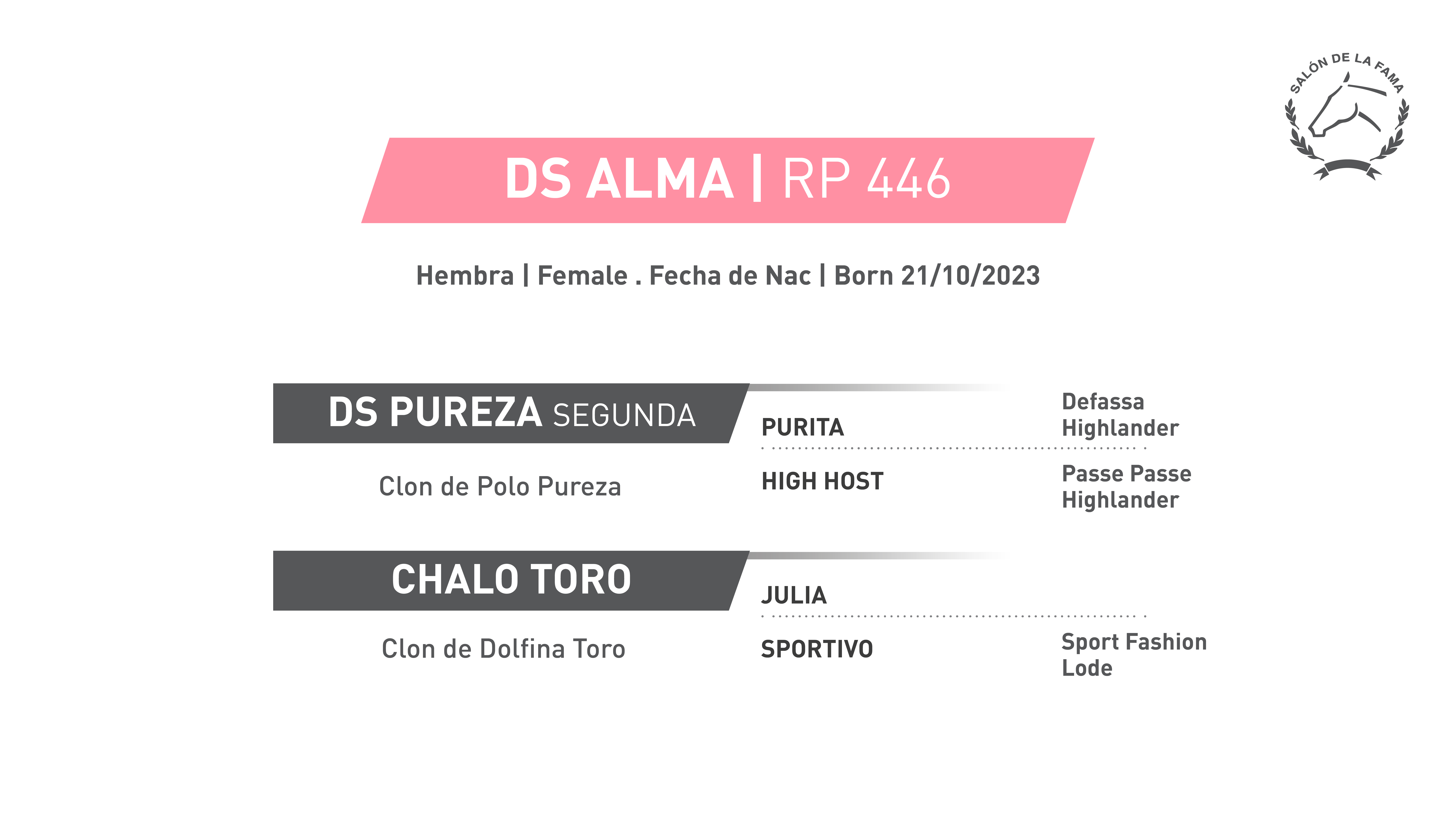 Pedigree RP 446 | DS ALMA