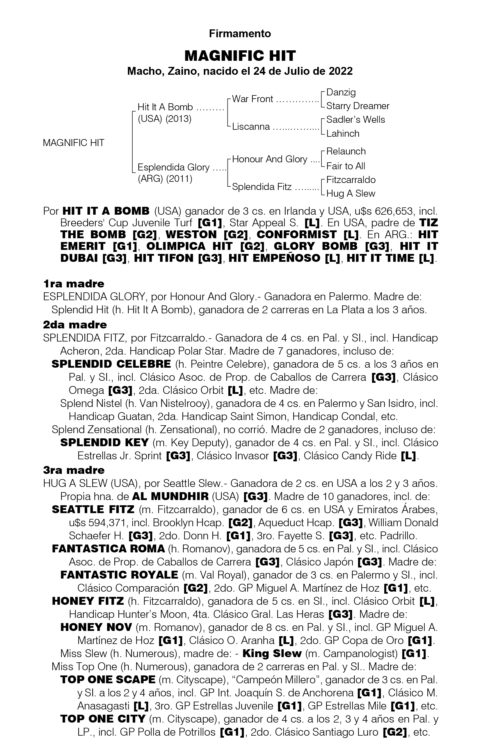 Pedigree GRANDIOSA HIT