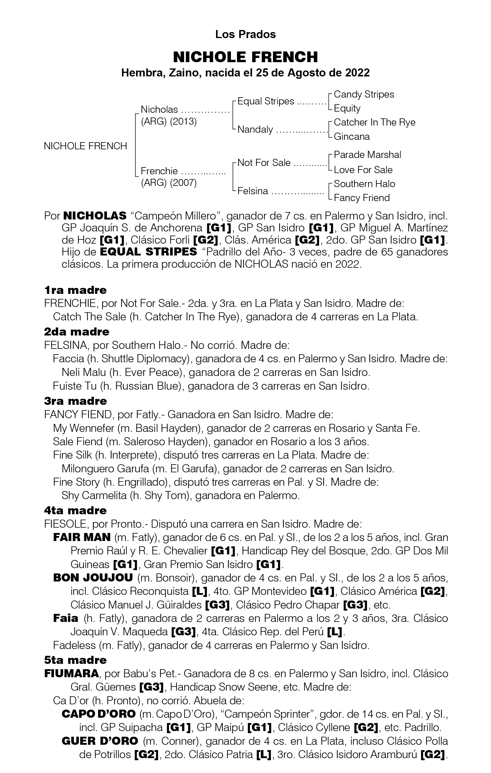 Pedigree RESILINCIA HOLIDAY