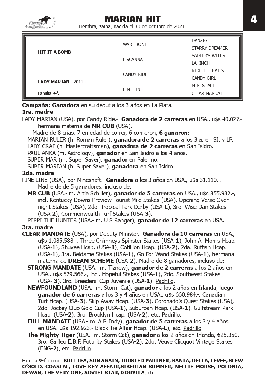 Pedigree MARIAN HIT