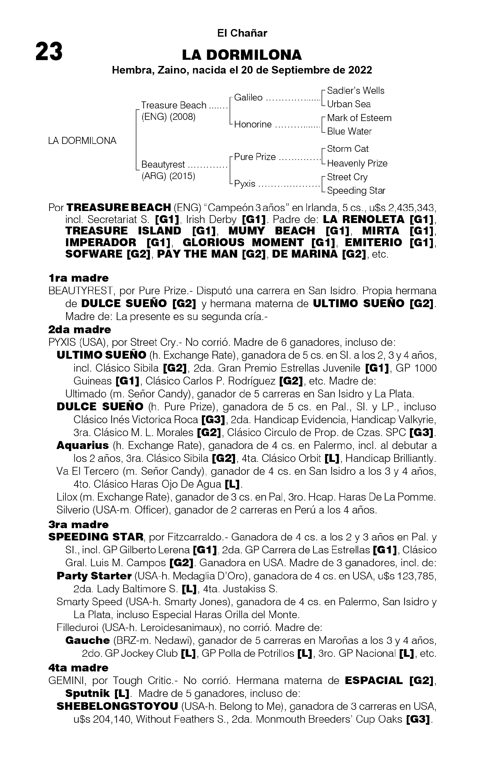 Pedigree LA DORMILONA