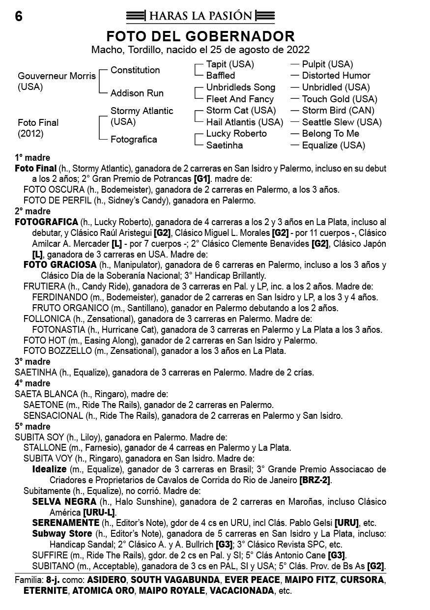 Pedigree FOTO DEL GOBERNADOR