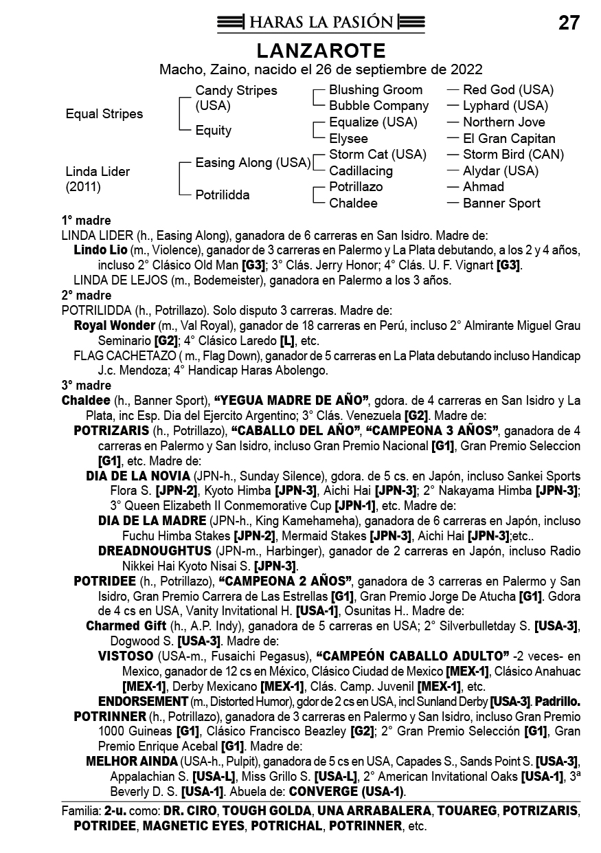 Pedigree LANZAROTE