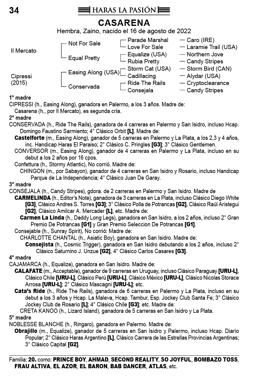 Pedigree CASARENA