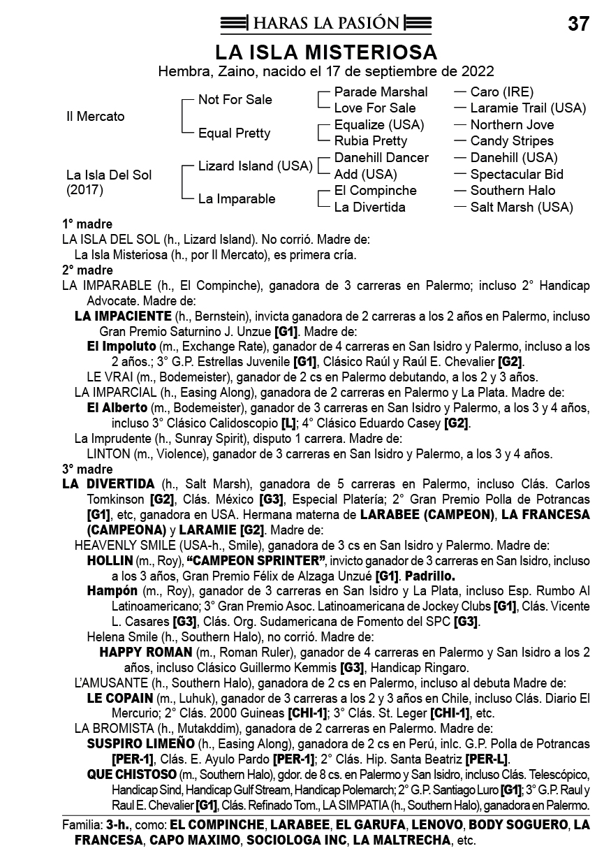 Pedigree LA ISLA MISTERIOSA