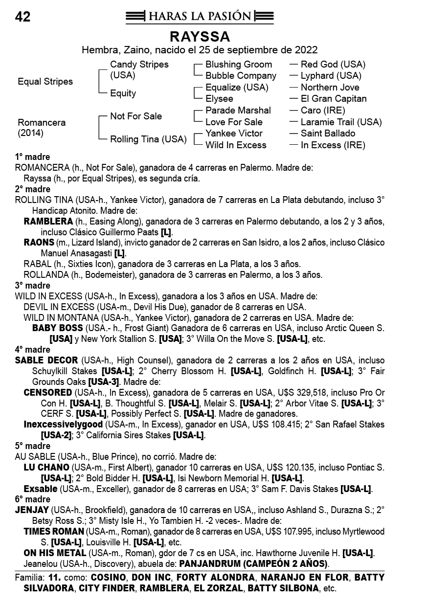 Pedigree RAYSSA