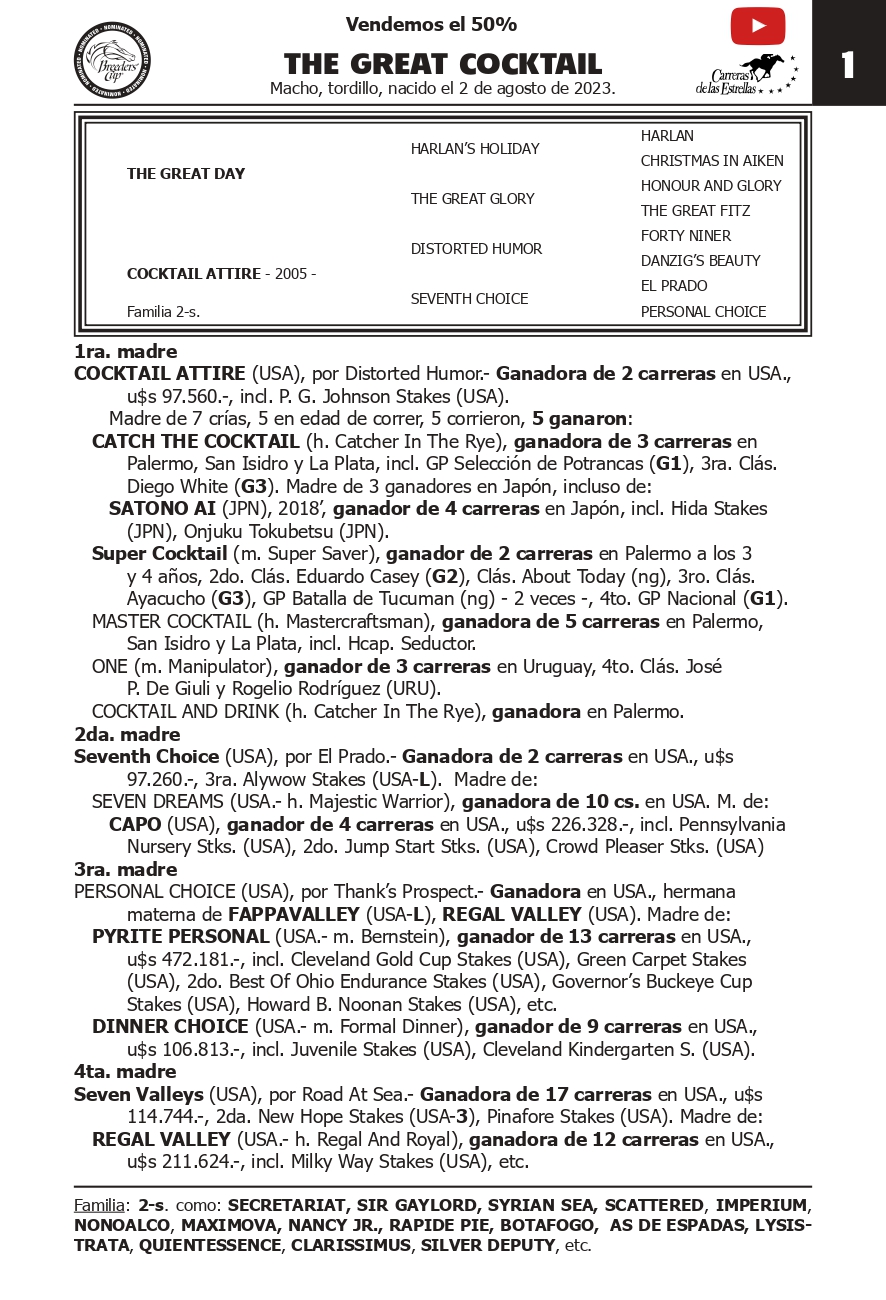 Pedigree THE GREAT COCKTAIL (SE VENDE EL 50%)