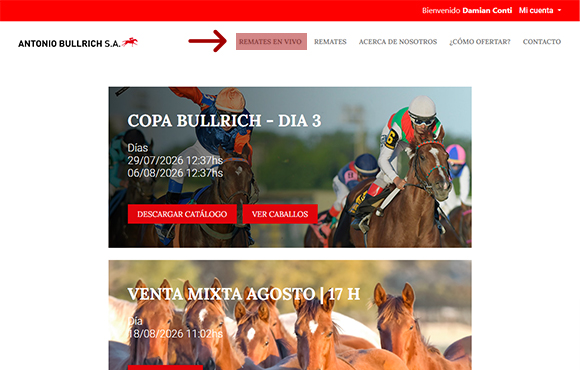 Captura del paso 1: Antes del inicio del remate